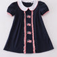 Navy Flag Embroidery Dress Honeydew