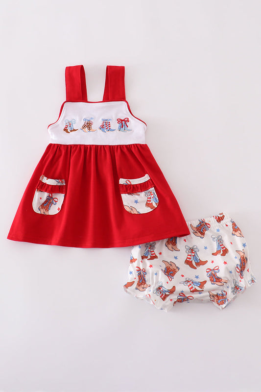 Patriotic Boots Bloomer Set Honeydew