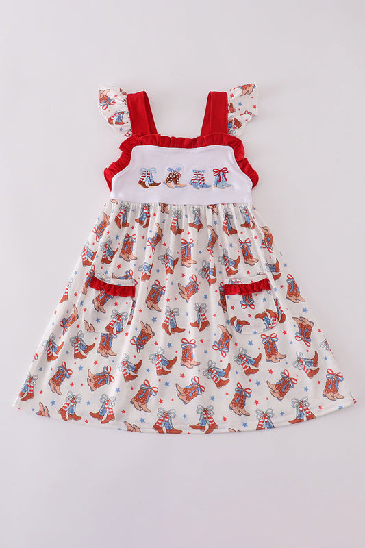 Patriotic Boots Dress Honeydew