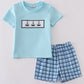 Blue Sailboat Smocked 2 Pc Boy Set Honeydew