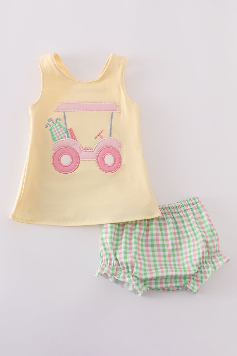 Yellow gold bloomer girl set Honeydew