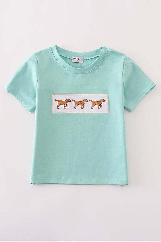 Mint Hunting Embroidery Boy Top Honeydew