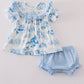 Blue Farm Print Bloomer Set Honeydew