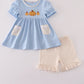Blue Pumpkin French Knot Ruffle Shorts Set Honeydew