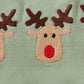 Green Christmas Reinder Embroidery Girl Pants Set Honeydew