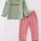 Green Christmas Reinder Embroidery Boy Set Honeydew