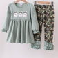 Camouflage Santa Claus Applique Girl Ruffle Pants Set Honeydew