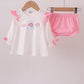 Pink Santa Claus Embroidery Girl Bloomer Set Honeydew