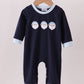 Navy Santa Claus Embroidery Romper Honeydew