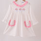 Pink Santa Claus Embroidery Ruffle Dress Honeydew