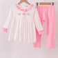 Pink Santa Claus Embroidery Girl Pants Set Honeydew