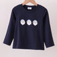 Navy Santa Claus Embroidery Boys Top Honeydew