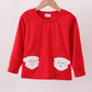 Red Santa Applique Boy Top Honeydew