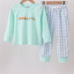 Mint Green Vehicle Embroidery Pants Set Honeydew