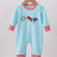 Blue Vehicle Embroidery Boy Romper Honeydew