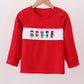 Red Character Embroidery Top Honeydew