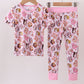 Pink Character Print Bamboo Girl Pajama Set Honeydew