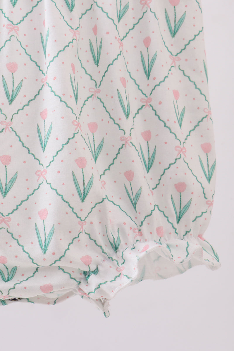 Bunny Bow Smocked Bubble Honeydew