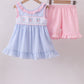Blue Crab Embroidery Seersucker Ruffle Short Set Honeydew