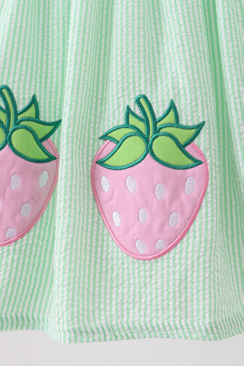 Green Strawberry Smocked Dress Honeydew