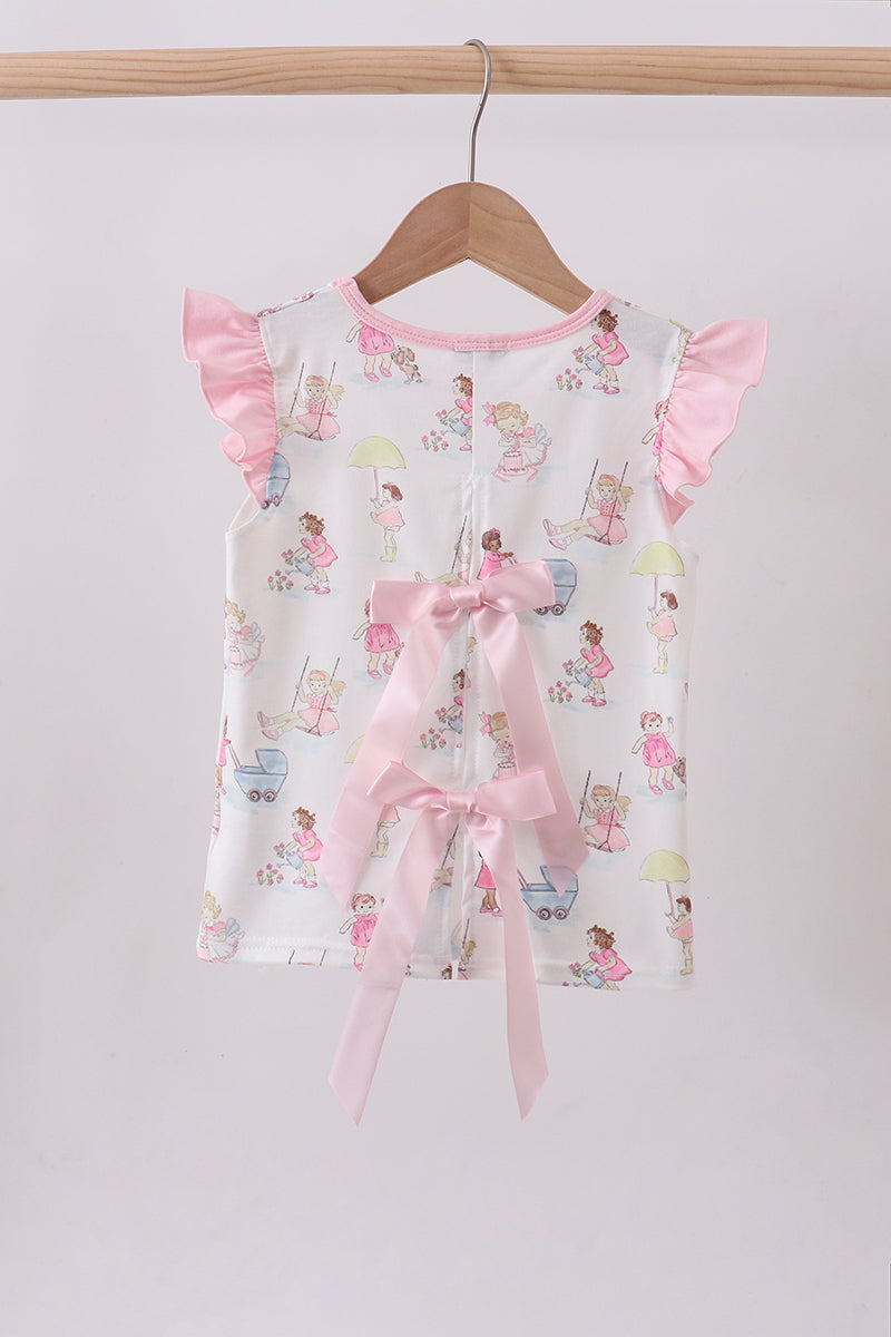 Pink All Day Adventure Ruffle Top Honeydew