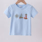 Blue Sailboat Embroidery Top Honeydew