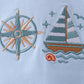 Blue Sailboat Embroidery Top Honeydew