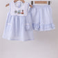 Blue Sailboat Embroidery Ruffle Shorts Set Honeydew