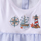 Blue Sailboat Embroidery Ruffle Shorts Set Honeydew