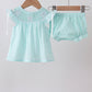 Blue Starfish Jacquard Ruffle Bloomer Set Honeydew