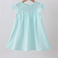 Blue Starfish Smocked Jacquard Ruffle Dress Honeydew
