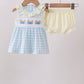 Yellow Crab Smocked Gingham Girl Bloomer Set Honeydew