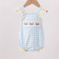 Yellow Crab Smocked Gingham Ruffle Bubble Honeydew