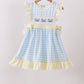 Yellow Crab Smocked Gingham Ruffle Dress Honeydew