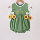 Green Sunflower Applique Romper Honeydew