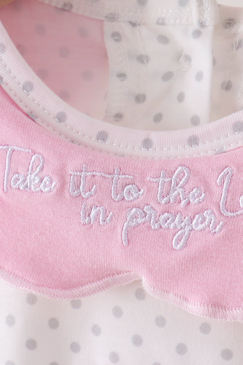 Pink Prayer Embroidered Ruffle Dress Honeydew