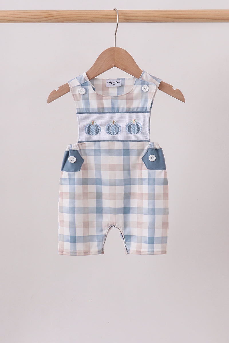 Blue Pumpkin Embroidery Gingham Jonjon Honeydew
