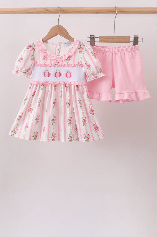 Pretty Chic Pumpkin Machine Smocked Ruffle Short Set Honeydew
