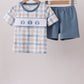 Blue Pumpkin Embroidery Gingham Short Set Honeydew