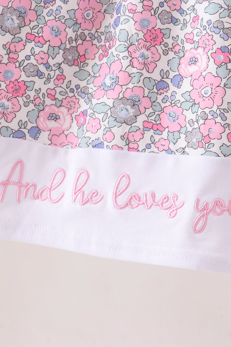 Pink Floral Embroidery "God Made you Special" Dress Honeydew