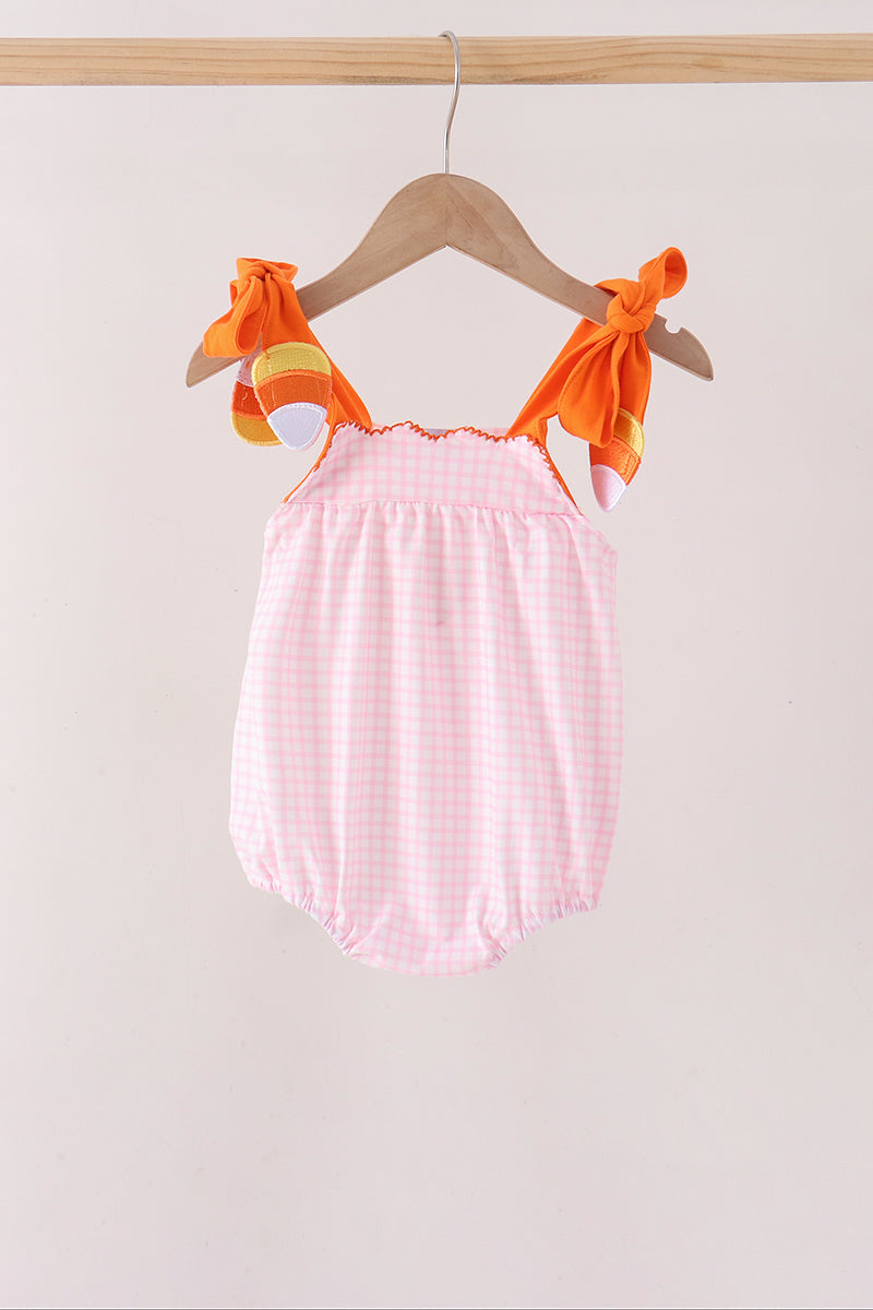 Pink Gingham Candy Corn Ruffle Bubble Honeydew