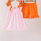 Pink Gingham Candy Corn Ruffle Shorts Set southernsweetpea