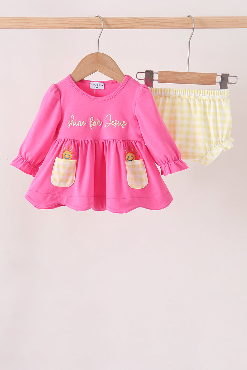 Pink Shine for Jesus Embroidery Bloomer Set Honeydew