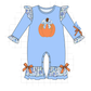 Blue Pumpkin Applique Ruffle Romper Honeydew