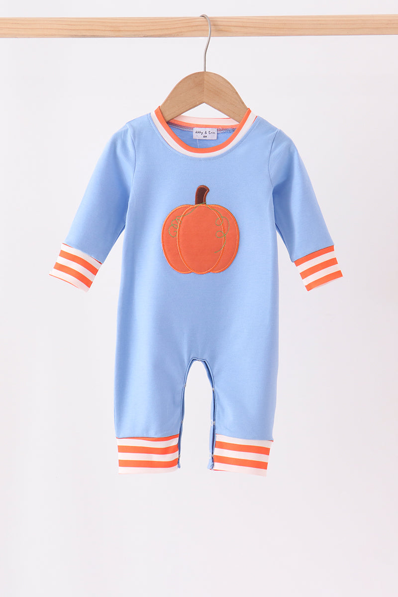 Blue Pumpkin Applique Romper Honeydew