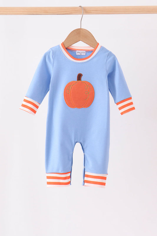 Blue Pumpkin Applique Romper Honeydew
