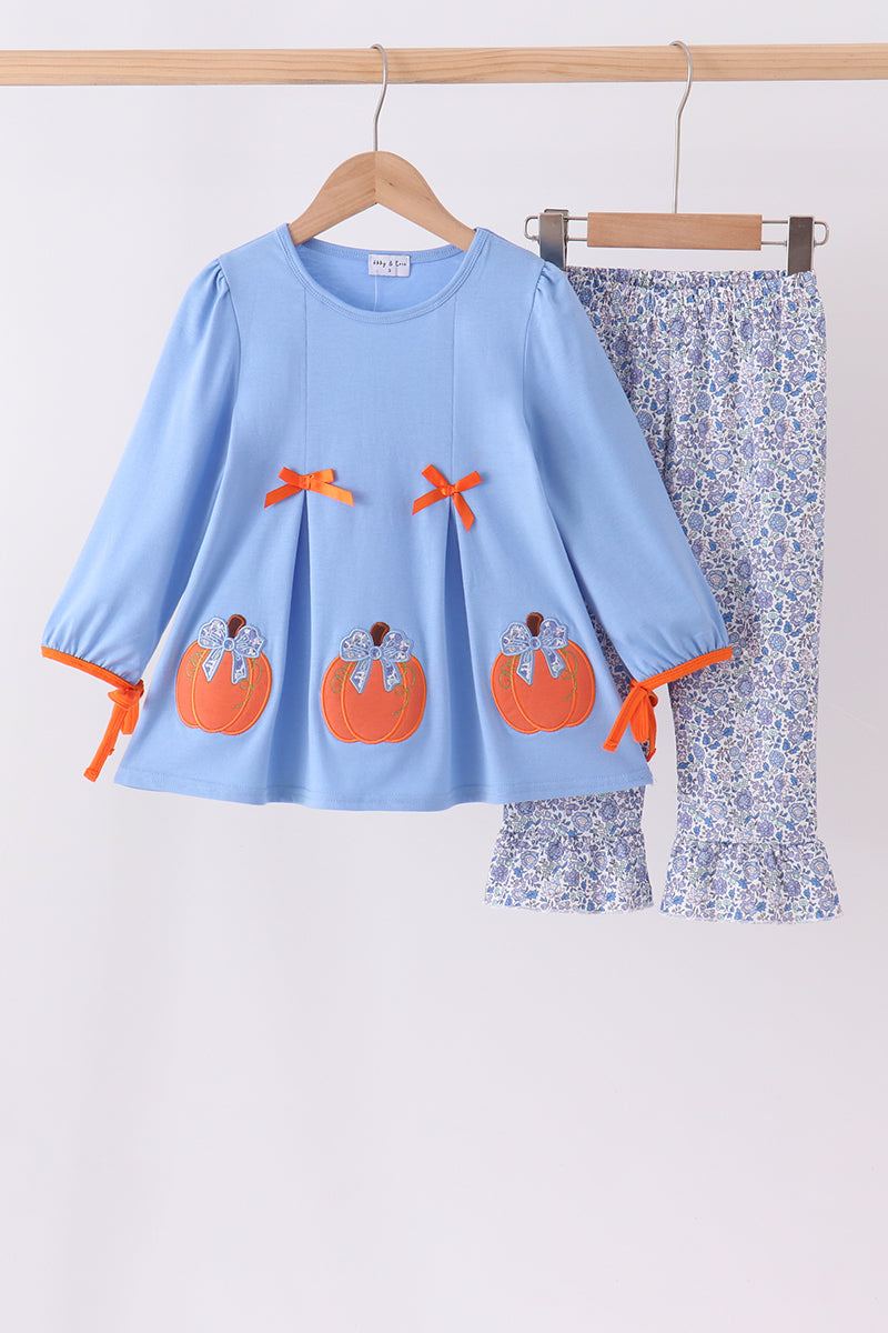 Blue Pumpkin Applique Ruffle Pants Set southernsweetpea
