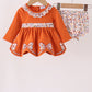 Orange Rust Floral Bow Ruffle Bloomer Set Honeydew