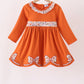 Orange Rust Floral Bow Ruffle Dress Honeydew