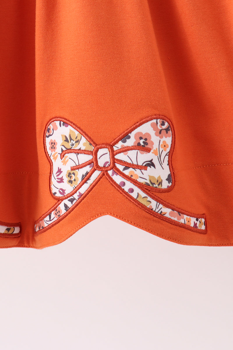 Orange Rust Floral Bow Ruffle Bloomer Set Honeydew